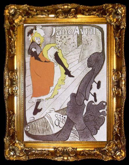 framed  Henri de toulouse-lautrec Jane Avril at the Jardin de Paris, ta009-2